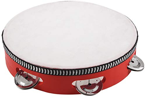 Tamburin Tamborine Trommel, rund, 20,3 cm, Geschenk für KTV-, Rot