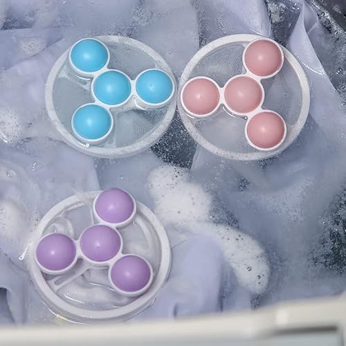 BEAUTYBIGBANG Wiederverwendbarer Haarsammler für Waschmaschine, Tierhaarentferner, Haarfänger, Wäscheball, Fusseltrockner, Ball für Kleidung, Hunde, Katzen, Reinigungsball (3 Stück, schwimmende