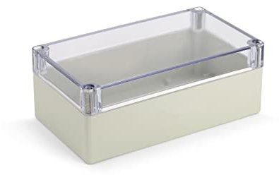 Blanko Modulgehäuse, Universal-Gehäuse aus ABS-Kunststoff mit transparentem Deckel, Mehrzweckghäuse mit Montagepunkten für Leiterplatten, IP 65 Schutzklasse, LxBxH 158x90x60 mm, Lichtgrau