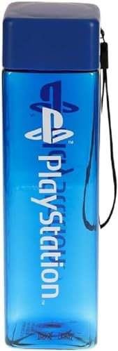 PlayStation Quadratische Reise-Kunststoff-Wasserflasche mit Handgelenkriemen Geschenke | 500ml (17 fl oz)