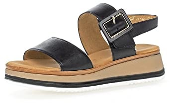 Gabor Damen Keilsandalen, Frauen Sandalen,Moderate Mehrweite (G),Keilsandaletten,Keilabsatz,Wedge-Heel,flach,schwarz (LDS),38 EU / 5 UK