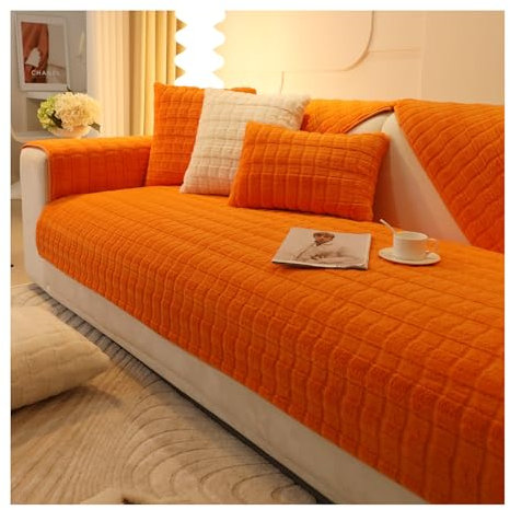 Tauzveok Kaninchensamt Sofa Überzug, Sofaschoner rutschfest, L Und U Form Sofabezug Ecksofa 3 2 4 1 Sitzer, Kunstpelz Couchbezug, Waschbar Sofaüberwurf,Rosa,70 * 90cm