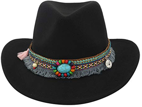 2024 - gewebter Cowboyhut für Männer und Frauen Winter Outdoor Cattleman Hut Klassisch Afrikanisch Herren Traditionell, Schwarz, One size