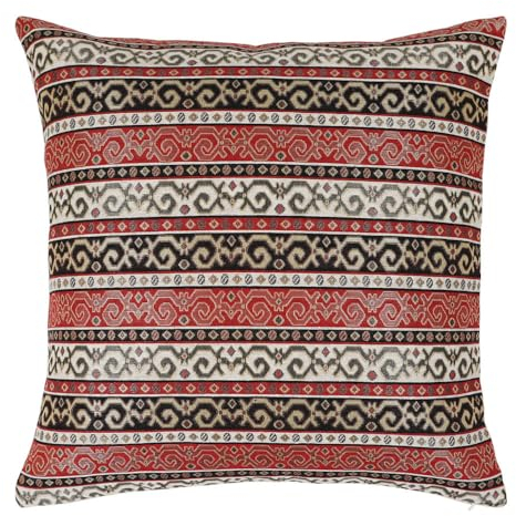 pillowerus Wandteppich, stilvoll, 50,8 x 50,8 cm, Kopfkissenbezug, Ethno-Kelim, Aztekenmuster, dekorativ für Heimdekoration, Sofa, Couch, Veranda, Terrasse, Fenstersitz, Rot-Schwarz