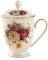 YX-SHMA Ceramic Mug,Fine Bone China Tea Cup, Tea Mugs for Women, Tea Cup with Lid, Suitable for Making Tea, Cold Drinks, Hot Drinks, Coffee, Etc, 10 oz