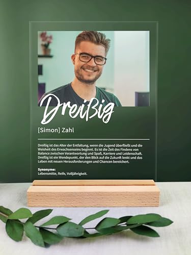 Dreißig Geschenk personalisiert - Acryl Geschenk - Definition: Dreißig - 30 Geburtstag Deko, 30 Geburtstag Frauen, 30 Geburtstag Männer, 30 Geburtstag Frauen Deko, Geschenk 30 Geburtstag