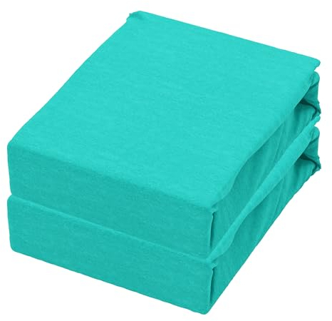 Leonado Vicenti 2er Pack Jersey Spannbettlaken aus 100% Baumwolle Jersey - 90x200 cm bis 100x200 cm Petrol Matratzenhöhe bis 25 cm - weiche Spannbettlaken