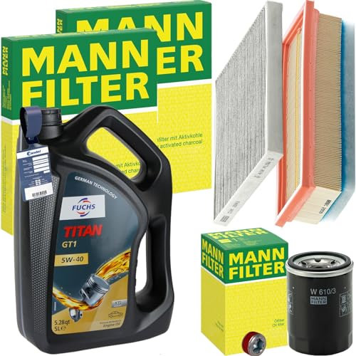 BandelOne enthält Mann Inspektionspaket+Fuchs 5W-40 Motoröl passend für Punto 199 Qubo Mito