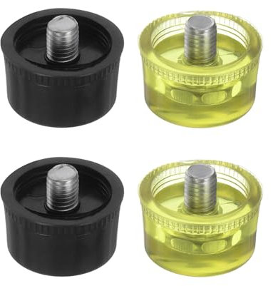 sourcing map 2set Hammer Replacement Heads 45mm/1.8 Dia Double Faced Plastic & Polyurethane Mallet Accessories for Leather Crafts Wood Flooring Installation, Black Yellow