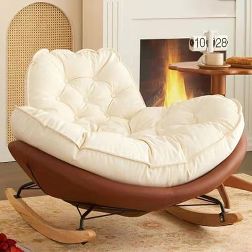 HARELA Modern Komfortabel Gepolstert Schaukelstuhl, Relaxsessel Mit Liegefunktion Lesesessel Chair, Schaukelstuhl für Schlafzimmer, Wohnzimmer, Balkon, Outdoor(Brown)