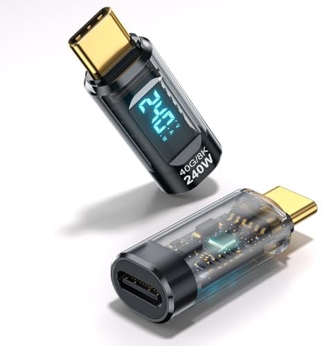 Adattatore USB C da 240 W, tester per misuratore di potenza, tensione e amperaggio, display digitale a LED, connettore di prolunga tipo C da maschio a femmina, per iPhone 15/16, MacBook, iPad e altri