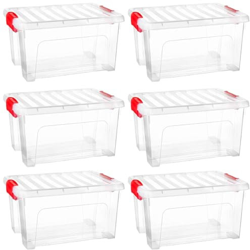 Acan Tradineur - Pack de 6 Cajas de Almacenamiento KLIP K1 - Fabricado en plástico - Contenedor para almacenar Juguetes, Libros, Ropa, Mantas - 30 x 40 x 21,5 cm - 16,6 litros