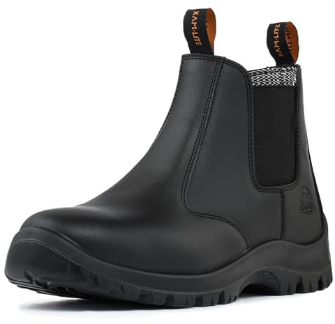 KAM-LITE Arbeitsschuhe Herren S3 Sicherheitsstiefel Stahlkappe Sicherheitsschuhe Rutschfest Wasserdicht Leder Arbeitsstiefel