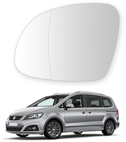 Convitex Links Spiegelglas für Tiguan 5N 2007-2018 Beheizbar, Asphärisch Ersatz Spiegel Glas für Sharan 7N1 7N2 10-15, Außenspiegel Glas für Seat Alhambra 710 711 2010-2018, Yeti 5L 09-17 Fahrerseite