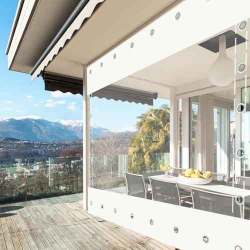Pannelli Laterali Impermeabili per Pergola Tende Trasparente con Occhielli,Telone Tende Balcone Trasparenti per Esterni,Terrazze,Giardino,Balcone Portico (altezza x larghezza) 2x4,5m/6.56x14.76ft