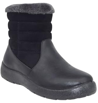 Chums Ladies Wide Fit PU Mock Suede Zip Boot EE Fit Thermal Lined Quilted Panels & Side Zip Comfortable Winter Boots