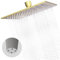 Delnet 4 Holes&6 inch(15.24CM) Fixed Rain Shower Head, High Pressure Square Overhead Shower Head, with Angle Adjustment, 304 Stainless Steel Replacement Shower Head, Brushed Gold