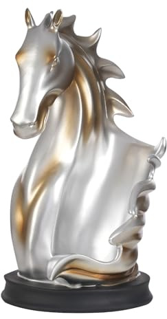 Flaschenhalter Pferd Statue Harz Wein Speicher Display Rack 17*30cm Silber+Gold Wein Rack Spray Malerei Moderne Display Regal Einzelne Flasche Rack für Countertop Klassische Geschenk Display Dekor
