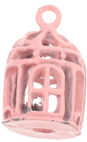 BESTonZON Miniatur-vogelkäfig Nachgemachter Mini-vogelkäfig Mini Vogelkäfig Dekorative Vogelkäfig-Miniatur Kleiner Vogelkäfig Simulation Vogelkäfig Mini-vogelkäfige Eisen Rosa