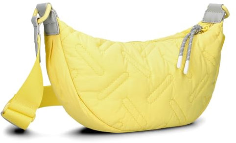 Zwei Damen Puffer Handtasche Cleo CL50 gesteppte moonbag 2 Liter wasserabweisende quilted Puffy Bag Halbmond-Form, recyceltes Nylon, Stepptasche tragbar als Umhängetasche oder crossbody (yellow)