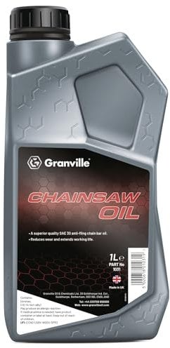 Granville Chainsaw Oil – 1L | Chain Saw Oil SAE 30 | Chain Oil with Universal Anti-Fling – Blade Lubricant | Premium Chainsaws Oil Recommended for All Chainsaw | Reduces Friction & Extends Blade Life