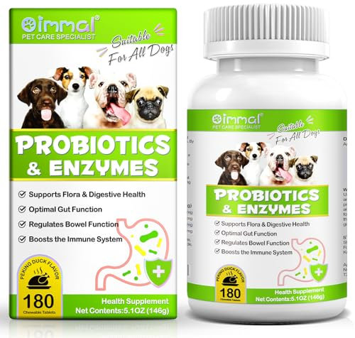 Probiotics for Dogs, Dog Probiotics for Gut Health, Dog Probiotic Supplements with Enzymes, Pumpkin Powder for Dogs Rich in Fibre Support Digestive Health, 180 Tablets