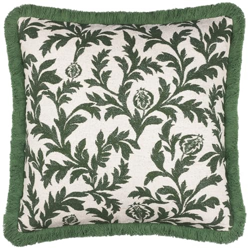 Seventy Three Hedera Jacquard Feather Rich Cushion - Green - 45x45cm