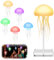 LED Quallen Lampe, RGB Gradient Jellyfish Lamp mit Sockel, Schwebende Quallen Lampe mit Sprachsteuerung und Tentakel, Aufladbar Quallenlampe Tragbare Jellyfish Lamp für Party Haus Zimmer Dekor