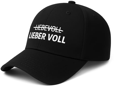 LIEBEVOLL Lieber VOLL Kappe Schwarz Lustige Basecap Alkohol Feiern Party Malle Cap Festival Herren Damen Junggesellenabschied Geschenk Cappy