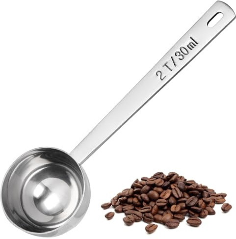 U-Taste 14.4cm Kaffeelöffel lang, 18/8 Edelstahl, 30ml, Silber | 10cm extra langem Griff für gemahlenen Kaffee, Bohnen, Pulver, Espresso, ideal für hohe Kanister, Gläser, Dosen