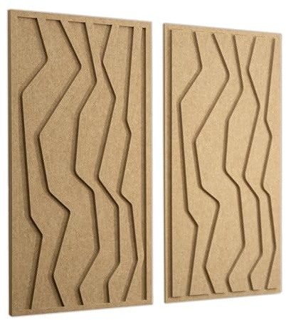 NIC’BRUX® Akustikpaneele Set 2er 80x44 cm – Modernes Akustikbild Wanddesign aus PET-Filz | Schallabsorber Wandpaneele für Wohnzimmer, Büro & Home Studio (Schilfbeige)