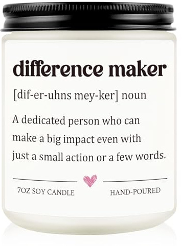 Difference Maker Thank You Gifts, Hand-Poured Thank You Soy Wax Candle | Thank You Gifts for Women Men Teachers, Mentors, Emotional Support Gift for Teachers' Day & Graduation Season Chriatmas Day
