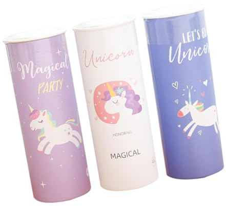 MUCKLILY 3 Stück-pack Einhorn Servietten mit Rundzylindrischem Design aus Natürlichem Holzfasermaterial Praktische Taschentücher für Auto Innenraum und Unterwegs