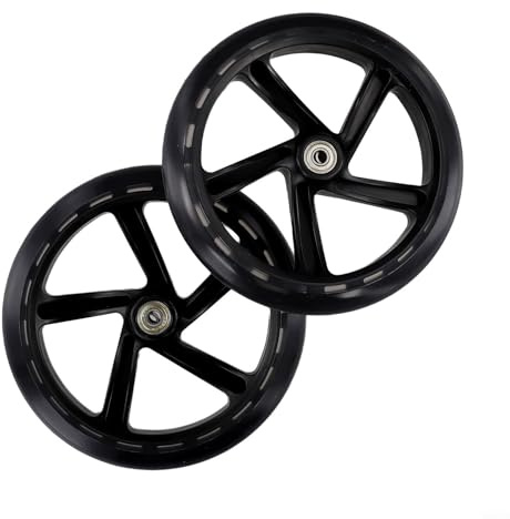 Niceminiwall Scooter Wheels 2 Pack PU Silent Roller Ersatzräder mit ABEC-9 Kugellagern für Kick-Scooter, Rollschuhe, Trolleywagen (200 mm x 40 mm lichtdurchlässig)