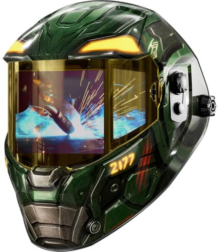 ANDELI Schweißhelm True Color 1/1/1/1-3-Zonen 180° Panorama, USB-C, LCD | Automatik-Dunkelung DIN9-13, 1/30000s, 9 Speicher, Solar-Akku, Schleifmodus, 5 Sensoren, Gradient, 4 Modi,für WIG/MIG/MAG/MMA