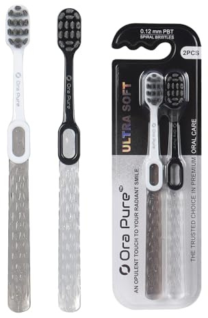 OraPure Soft Toothbrush for Adults, Nano Toothbrush, Sensitive Gums, 2-Pack | Extra Soft Manual Toothbrush with Nano Bristles for Sensitive Teeth and Gums. Gentle Daily Cleaning for Adults