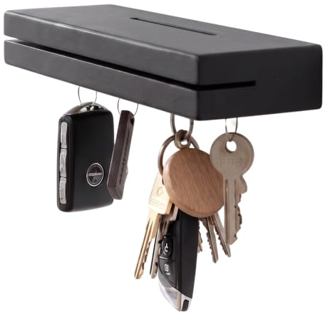 ASTREIN® | Schlüsselbrett schwarz | Magnetisches Schlüsselbrett | Schlüsselboard | Schlüsselhalter mit Ablage | Key Holder | Modern | Schlüsselaufbewahrung | Schlüsselhalter
