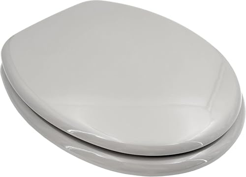 ADOB WC Sitz Klobrille Holzkern Farbe Manhattangrau extrem stabil, messing verchromte Scharniere, WC-Brille WC-Deckel, 85150