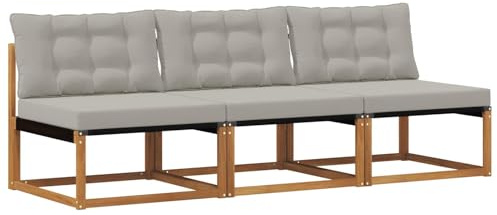 vidaXL 3 Stück Outdoor Mittelsofa Massivholz Akazie Natur, Balkonmöbel, moderner Outdoor-Stil, langlebiges Akazienholz-Loungeset für chillige Gartenmomente