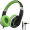 RockPapa Auriculares Niños con Cable, Auriculares con Microfono, Cómodos y Plegables Cascos Niños Diadema para Phone/Pad/Android/PC-Verde Oscuro