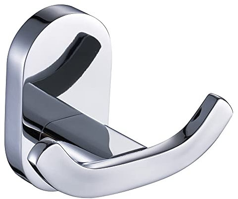 BOOKARROW Bathroom Towel Hooks, Modern Chrome Finish Twin Heavy Duty Robe and Door Hook, Wall Mount Screw Fixed Coat Hanger in Kitchen or Bedroom 7113