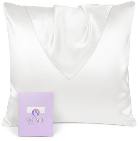 OLESILK Seide Kissenbezug Kissenhülle Haar- und Hautpflege mit Verstcktem Reißverschluss 19 Momme 1 Stück Elfenbein 80x80cm