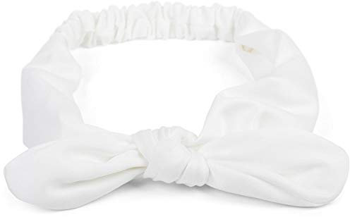 styleBREAKER Damen Haarband einfarbig mit Schleife und Gummizug, Stirnband, Headband, Pinup, Rockabilly, Haarschmuck 04026035, Farbe:Weiß