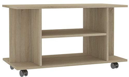 Tidyard TV-B?nke Lowboards TV-Schrank Lowboard Board Mit 4 offenen Regalen,TV-Standfü?e Fernsehtisch Fernsehschrank Mit 2 Rollen sind feststellbar,TV St?nder Tisch M?Bel 80 x 40 x 40 cm,Spanplatte