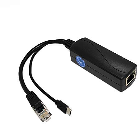 Revotech Actif PoE Splitter 5V/2.4A Micro USB Prise, 48V PoE vers USB 5V/2.4A Sortie, 10/100Mbps Conforme à IEEE802.3af/at, Adaptateur PoE pour Périphérique Micro USB, Pi 3B/3B+ (USB0502)