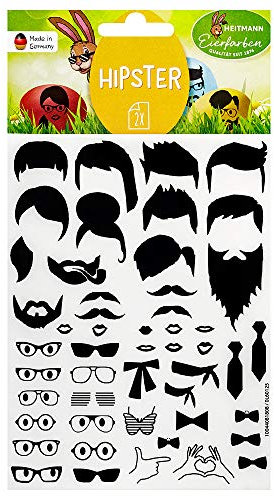 Eierfarben HEITMANN Deco-Sticker - Hipster - lustige Aufkleber für Ostereier - für gekochte und ausgeblasene Eier - Ostern, Ostereier dekorieren, 1007806, neue version