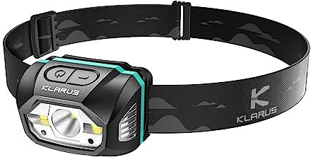 klarus HM1 440 Lumen wiederaufladbare Gestensensor Stirnlampe Kopflampe, 5 Modi 70 Stunden Laufzeit, IPX6 wasserdichtes LED Stirnlampe für Laufen, Camping, Wandern, Jagen(2PACKS)