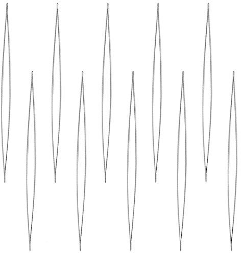 POFET, 10 aghi per perline con cruna grande, 2 dimensioni 11,5 cm, 7,6 cm, con bottiglia per aghi