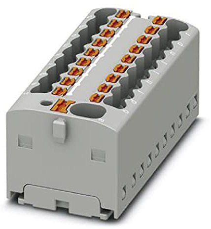PHOENIX CONTACT PTFIX 4/18X1.5 GY Verteilerblock, Grundklemme mit Einspeisung,41A Nennstrom,Push-in-Anschluss,19 Anzahl der Anschlüsse,43.9mm Breite, 17.7mm Höhe, Direktmontage mit Flansch, 20 Stück