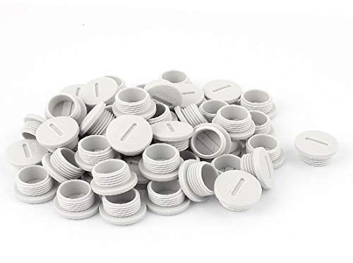 NEW LON0167 50 stücke Grau Nylon Runde Kopf Blindkappe Ende Gewinde M20 x 8mm(50pcs Grey Nylon Round Head Blanking Cap End Threaded M20 x 8mm